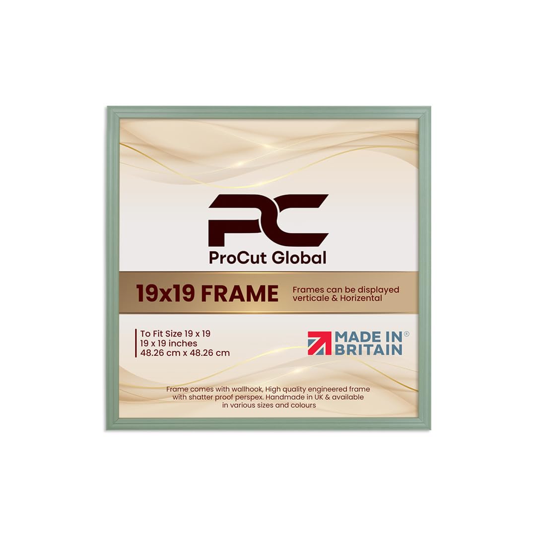 Procut Global 19x19 Green Picture Frames - Classic Wooden Photo Frame with Shatterproof Perspex for Wall or Tabletop - Perfect for Posters, Certificates & Prints - Sizes & Colors Available