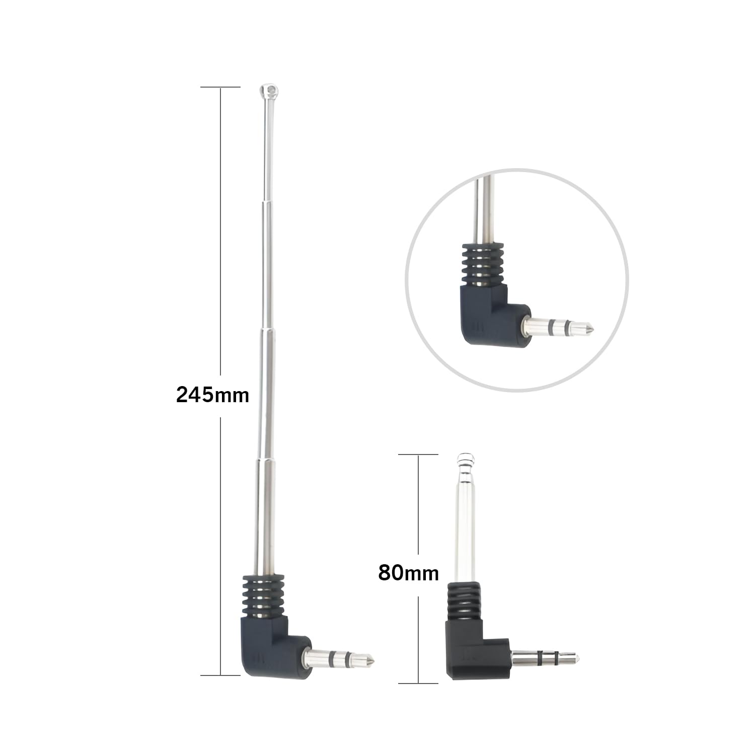 Teleskopowa antena FM ze złączem wtykowym 3,5 mm do telefonu komórkowego, wzmacniacz sygnału radiowego, odbiornik stereo, audio, odbiornik kina domowego, 3 szt