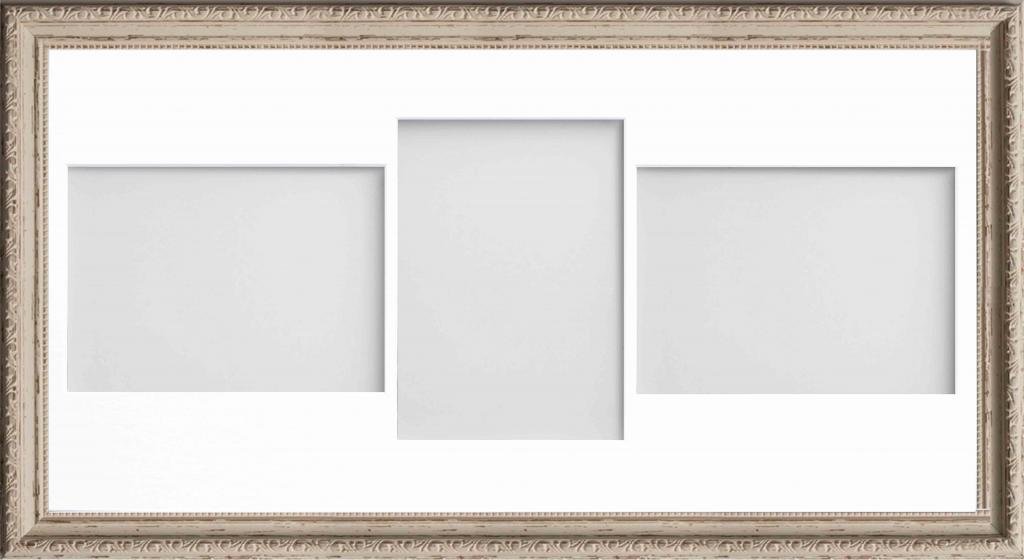 Frame Company Brompton Vintage Cream Multi-Aperture Photo Frame with Mount, 20x10 for 7x5 (x3 LPL) * Choice of Mount Design* NEW