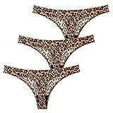 Orbescl String Damen Slip Zero Feel Tanga Soft Panty Niedrige Taille Nahtlose Thong Mit Leopardenmuster Unterhose Dessous Bequem Unterwäsche