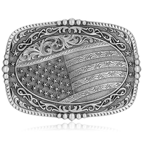 Westscorpbk Western Belt Buckle American Flag Cowboy Belt Buckles for Men