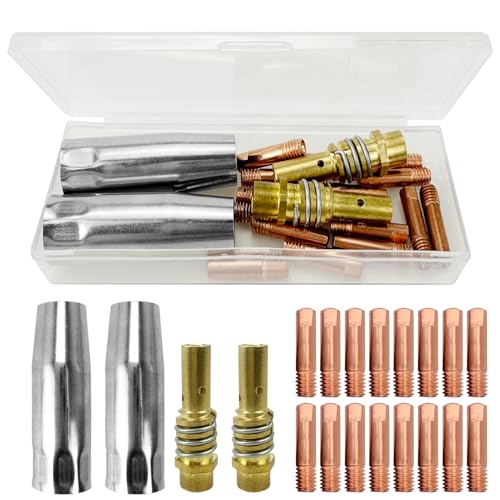 20 Piezas Accesorios de Soldadura Consumibles de Máquina de Soldadura Punta de Contacto 0.6/0.8/0.9/1.0/1.2 mm M6 Soporte de Puntas Difusor Copa Protectora para Antorcha de Soldadura MB15AK MIG MAG