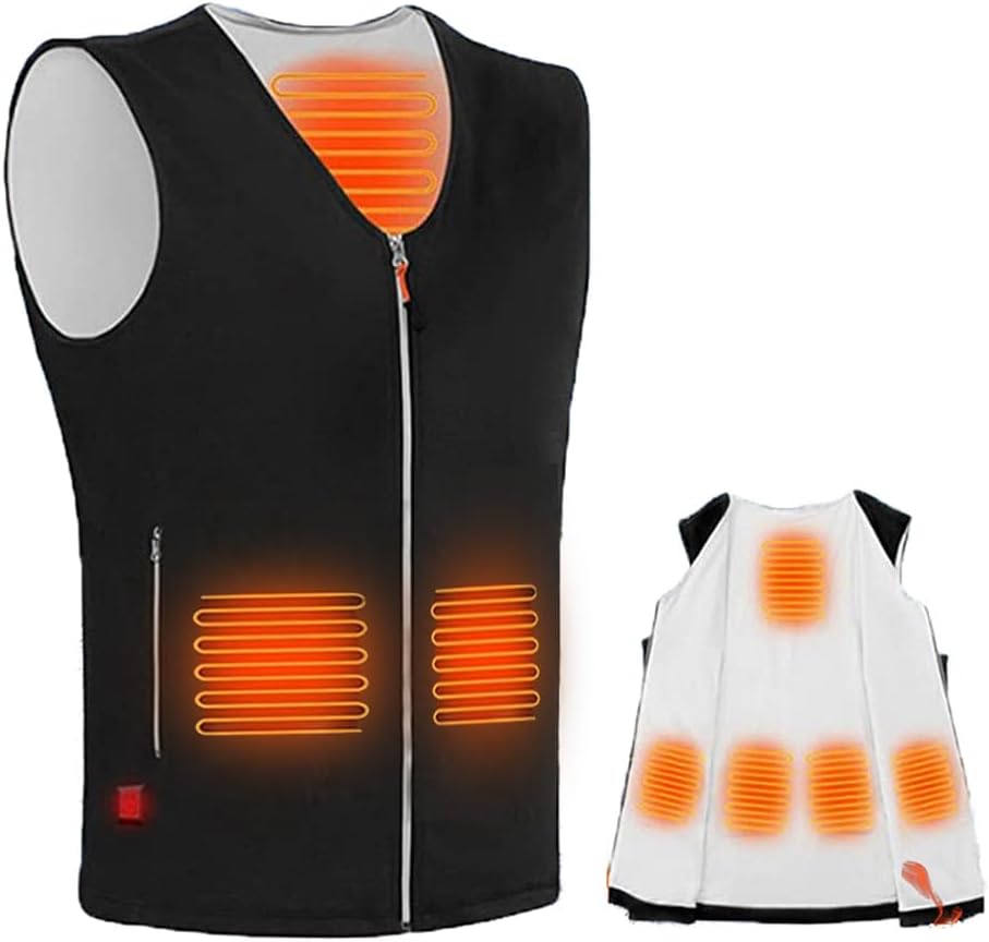 HADAVAKA Gilet chauffant, gilet auto-chaud, 3 niveaux de chauffage, gilet chauffant pour hommes et femmes, 5 zones chauffées, vêtements d&rsquo;extérieur d&rsquo;hiver légers, gilet chauffant lavable (piles non incluses)