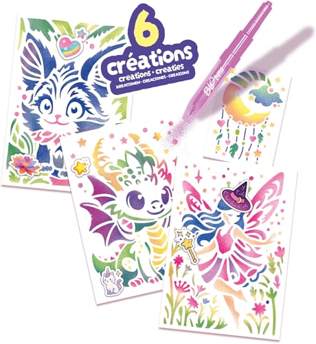 Kit Créatif Lansay Blopens Ma Mallette Fantastique 24132 – 6 Feutres à Souffler + 6 Pochoirs Réutilisables - vue 4