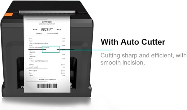 POS Kitchen resturant Printer, 80mm 3 inch Auto Cutter LAN Thermal Receipt Bill Ticket Printer,Support Cash Drawer,NOT for Square/Doordash/Uber eat(USB +LAN/Ethernet Port)