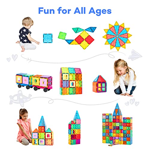 Anbalulu Magnetic Tiles For Kids, Stacking Blocks, Preschool Stem Construction Building Set 100 Pcs #TOP5