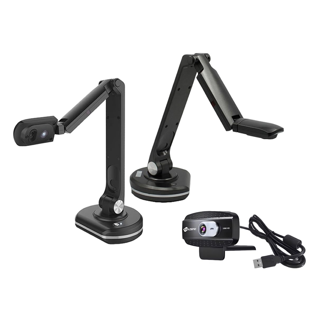 Generic 2PCS Joy-Using V500S 8.0 MP Document Camera 100x Digital Zoom Function, Built-in Microphone, Autofocus Lens, Flexible Arms & Get 1 Free N300 3.0 MP Streaming Web Camera, Black
