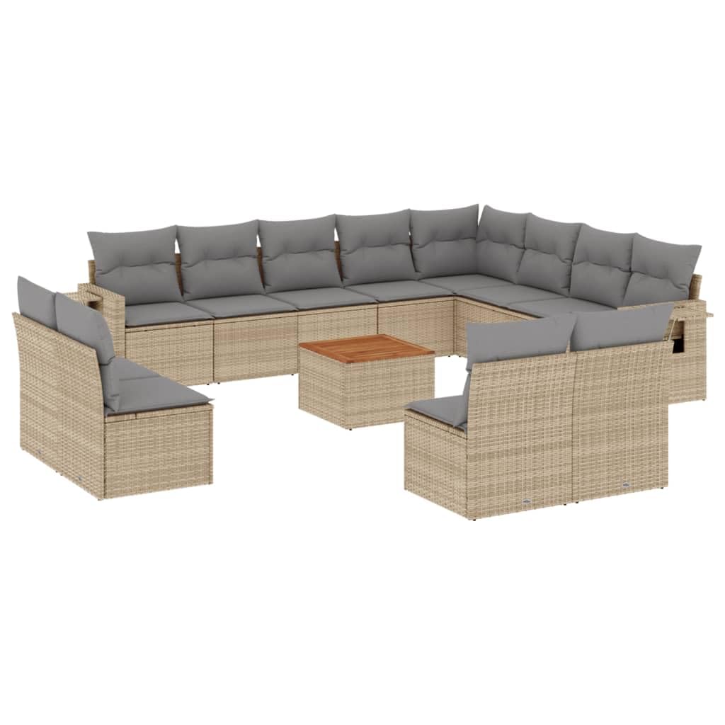 ZEYUAN Set Divano da Giardino 13 pz con Cuscini Beige in Polyrattan,Set di Conversazione per Patio,Set di Mobili da Giardino,Set Divani da Giardino-3224813