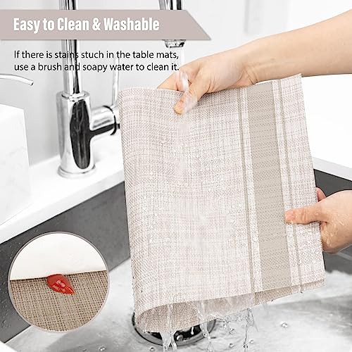 WUBAYI Placemats, Set of 6 Table Mats Heat Resistant Stain Resistant Non-Slip Woven Vinyl Insulation Placemats - Image 4