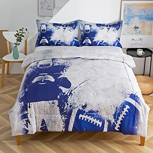 Adasmile A & S Football Comforter Set Twin For Boys Kids American Football Bedding Set Sports Football Player Comforter American Football Game Comforter With 2 Pillowcases Football Quilt Home Decor #TOP7