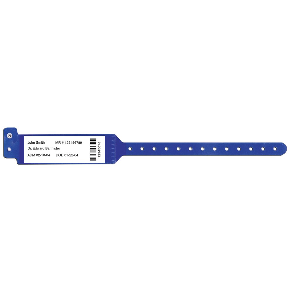 5080-13-PDM Sentry LabelBand Polyester Adult Shield Wristband, Insert Label Style, Permanent Snap Closure, Blue, Pack of 500