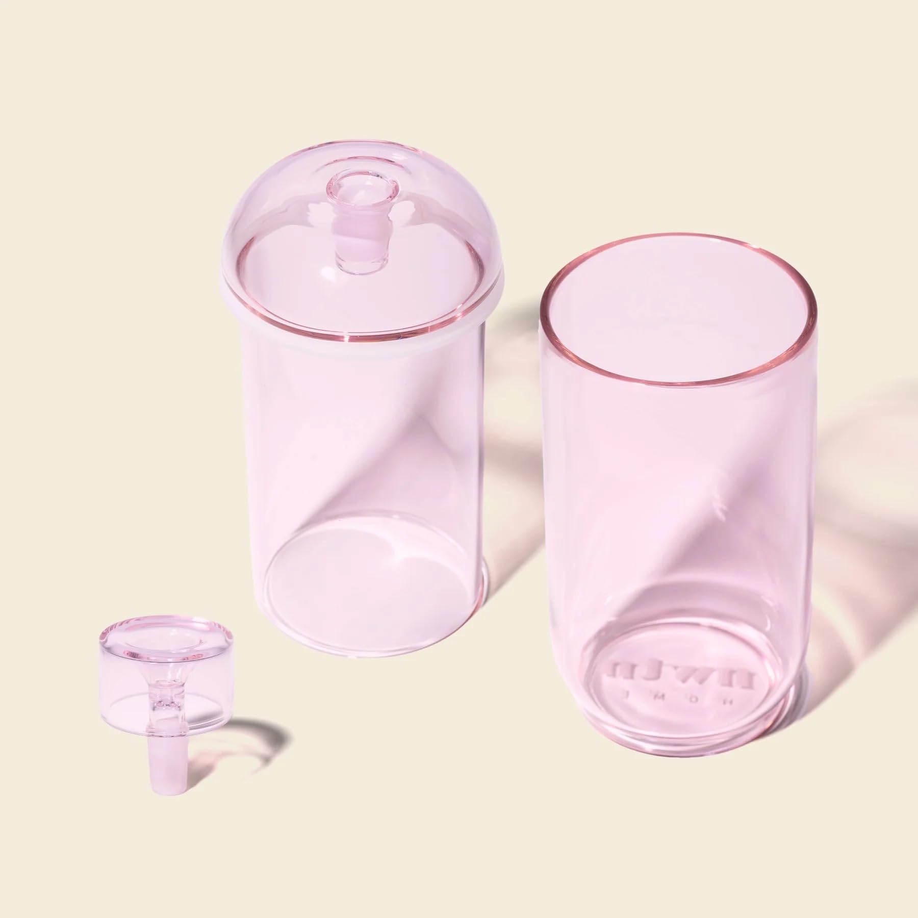 NWTN Home Deco Bong in Vetro Borosilicato, Pipa ad Acqua da Tavolo Vintage con Braciere 14 mm, Design Gravity (Rosa Petalo)
