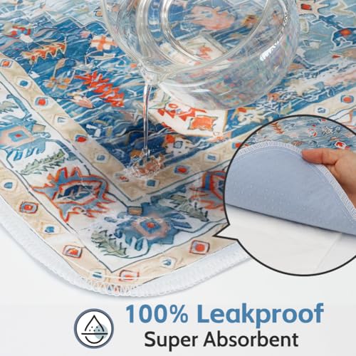 Image of Washable Pee Pads for Dogs, 2 Pack Reusable Puppy Training Pads 48 inchx32 inch Super Absorbent Waterproof Dog Training Pads, Non-Slip Potty Pads, Whelping Pads Litter Mat Blue /Mix