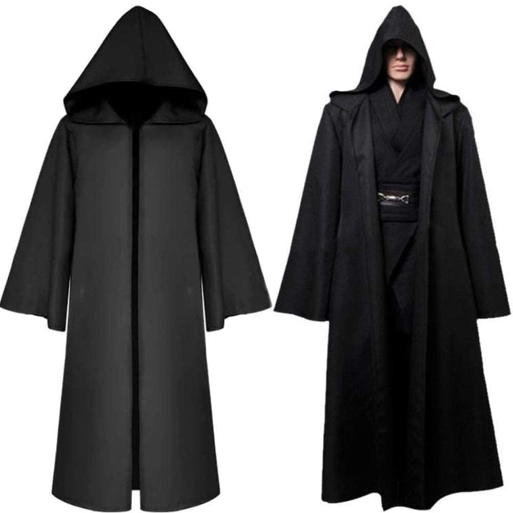 ITODA Jedi Robe Hooded Cloak Knight Cosplay Costume Vampire Cloak Hooded Wizard Tunic Halloween Grim Reaper Cape Long Cape Hoodies Robe Fancy Dress Cosplay for Adult and Kids
