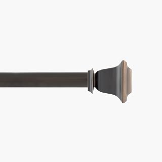 Deco Window Curtain Rods for Windows 44 – 120 Inch, 1 Inch Heavy Duty Extendable Metal Drapery Rod, Adjustable Curtain Rod with Decorative Quatro Finials for Living Room Bedroom, Imperial Bronze