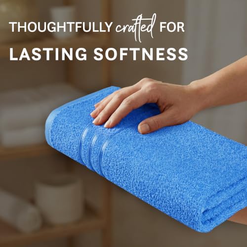 Image of MYTRIDENT Bath Towel | Comfort Living | Quick Drying | Travel Friendly | for Men /Women | 1 Piece Large Size | 100% Cotton 400 GSM | 70 x 140 cms - Ocean Blue