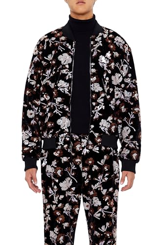 Forever 21 Men's Sequin Floral Bomber Jacket