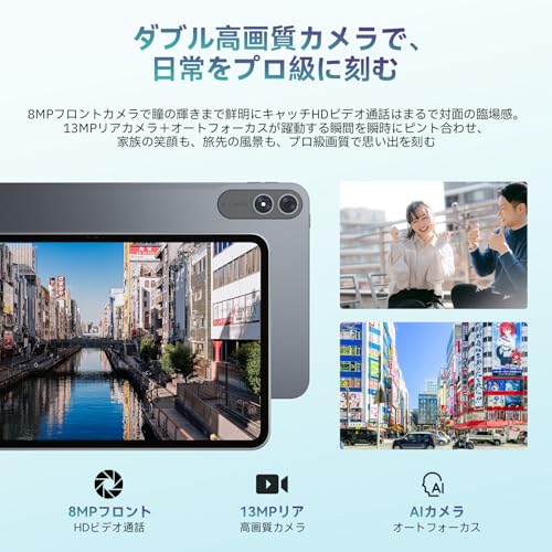 undefined 【タブレット 13インチ Wi-Fiモデル】SVITOO G99 Android 15 タブレット、Unisoc T615、8コアCPU、24GB RAM+256GB ROM+1TB拡張、FHD 1920x1200解像度In-Cell IPS大画面、Widevine L1対応、13MP/8MPカメラ、10000mah+Type-C+PD 18W急速充電、顔認証+画面分割+無線投影 の商品画像 7