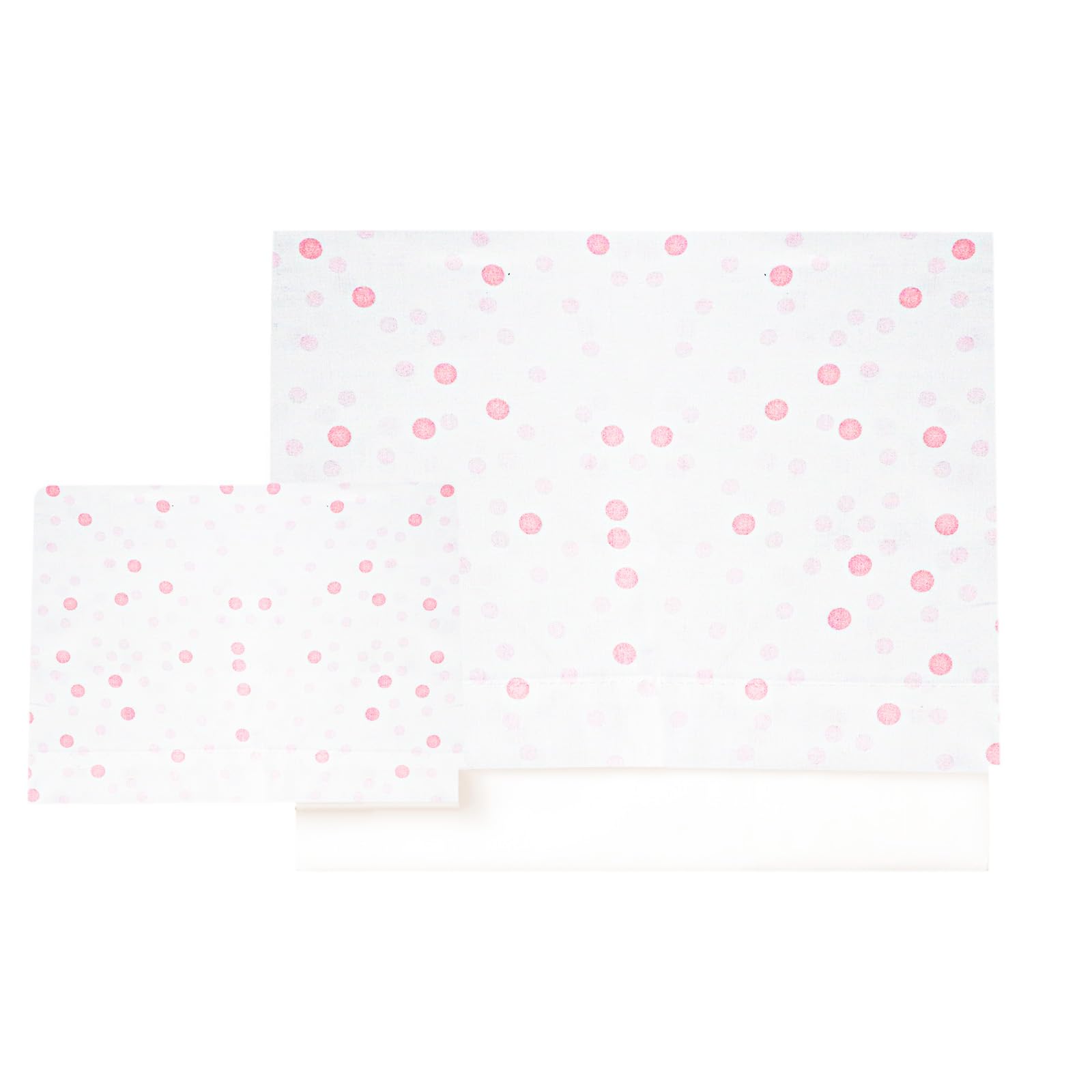 Various Parure de lit berceau 60x120 cm - Parure de lit bébé 100% coton extra doux finition européenne - (drap housse + drap plat + taie d'oreiller) motif lune rose/blanc