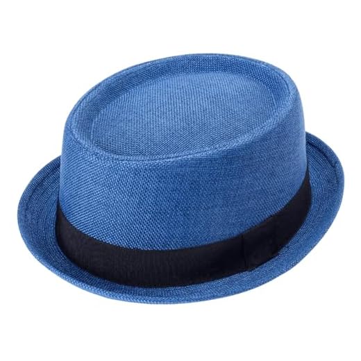 Trenzeo Porkpie Fashion Hat – Breathable Summer Mesh Pork Pie Hat for Men Outdoor Hat Men's Hats (UK, Alpha, XXL, Standard, Blue)