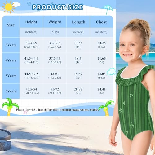 Maillot de bain en bambou vert pour filles avec volants - 4