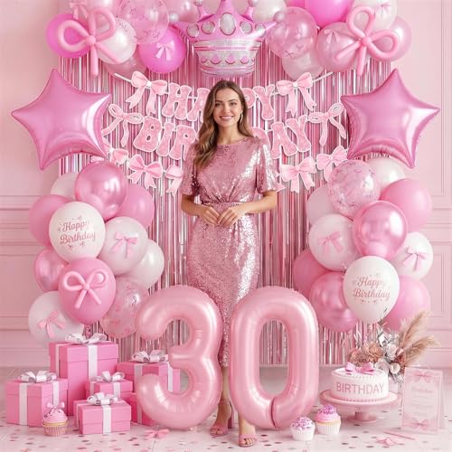 Décorations d'anniversaire 30 ans coquette avec ballons aluminium 101,6cm
