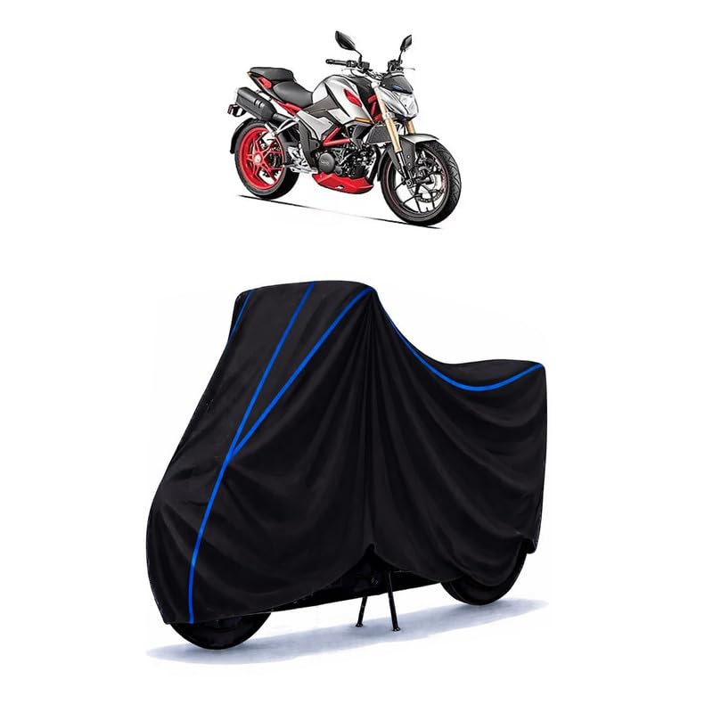 Image of Hero XF3R Bs6 Bike Cover Water Resistant Universal Motorcycle Rain | Heavy Duty UV Protection, Dust, Scratch Indoor Outdoor All Weather with Black Blue Piping Elastic