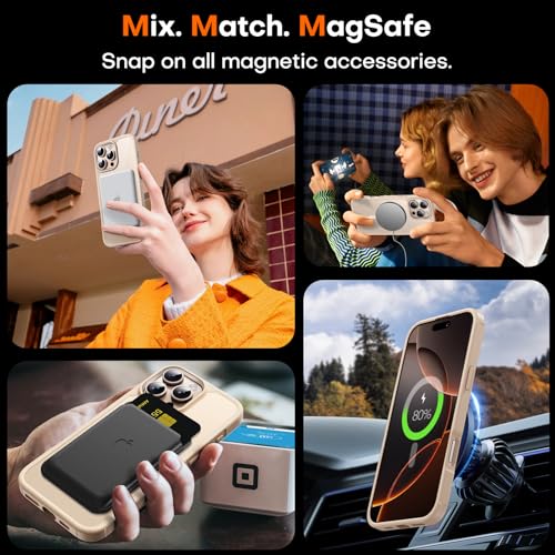 Image of TAURI for iPhone 16 Pro Max Case, Compatible with MagSafe, Rose Gold | with Screen Protector, Not-Yellowing Military-Grade Protection, Shockproof Slim Magnetic Case for iPhone 16 ProMax
