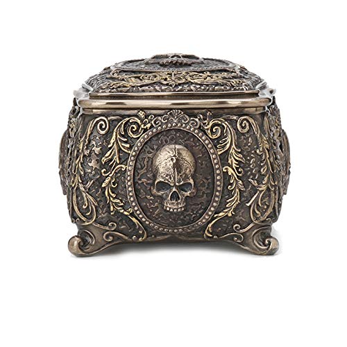 Veronese Design 3 1/8 Inch Skull Brooch Victorian Trinket Box Cold Cast Resin Bronze Finish Statue Home Decor #TOP3