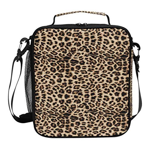 Pfrewn Leopard Print Lunch Box for Women Leopard Snakeskin Zebra Pattern Insulated Kids Lunch Bag Fashion Wild Animals Reusable Cooler Meal Prep Bags Lunch Tote with Shoulder Strap for School Office