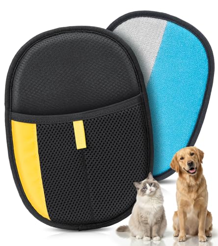 Bispoy Pet Hair Removal Glove for Dogs & Cats - Upgraded Reusable Electrostatic Pet Hair Glove, Pet Hair Remover Tool for Laundry, Couch, Carpet & Car Seat, Gentle Grooming Mitt