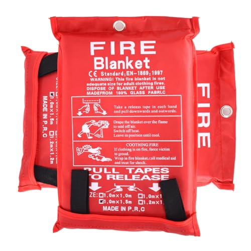 Image of Parcil Safety PD-452 Emergency Fire Blanket (Pack of 2) Car Emergency Kit Fire Extinguisher for Home & Kitchen, Woven Fiberglass Household Essentials, Chemical Free, No Mess, Large