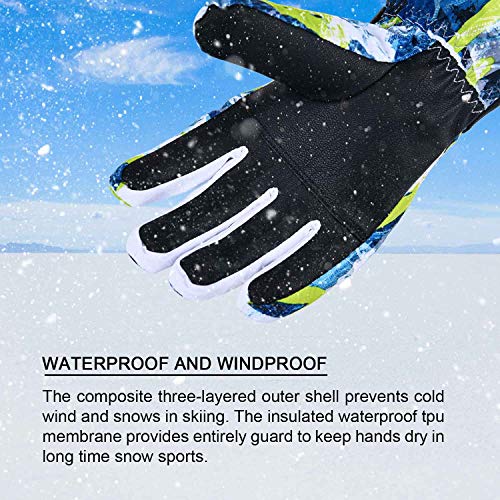 Addmotor Ski Gloves Waterproof Touchscreen Winter Snow Gloves Men Women For Hiking Skiing Motorcycle (Blue & White, L) #TOP5