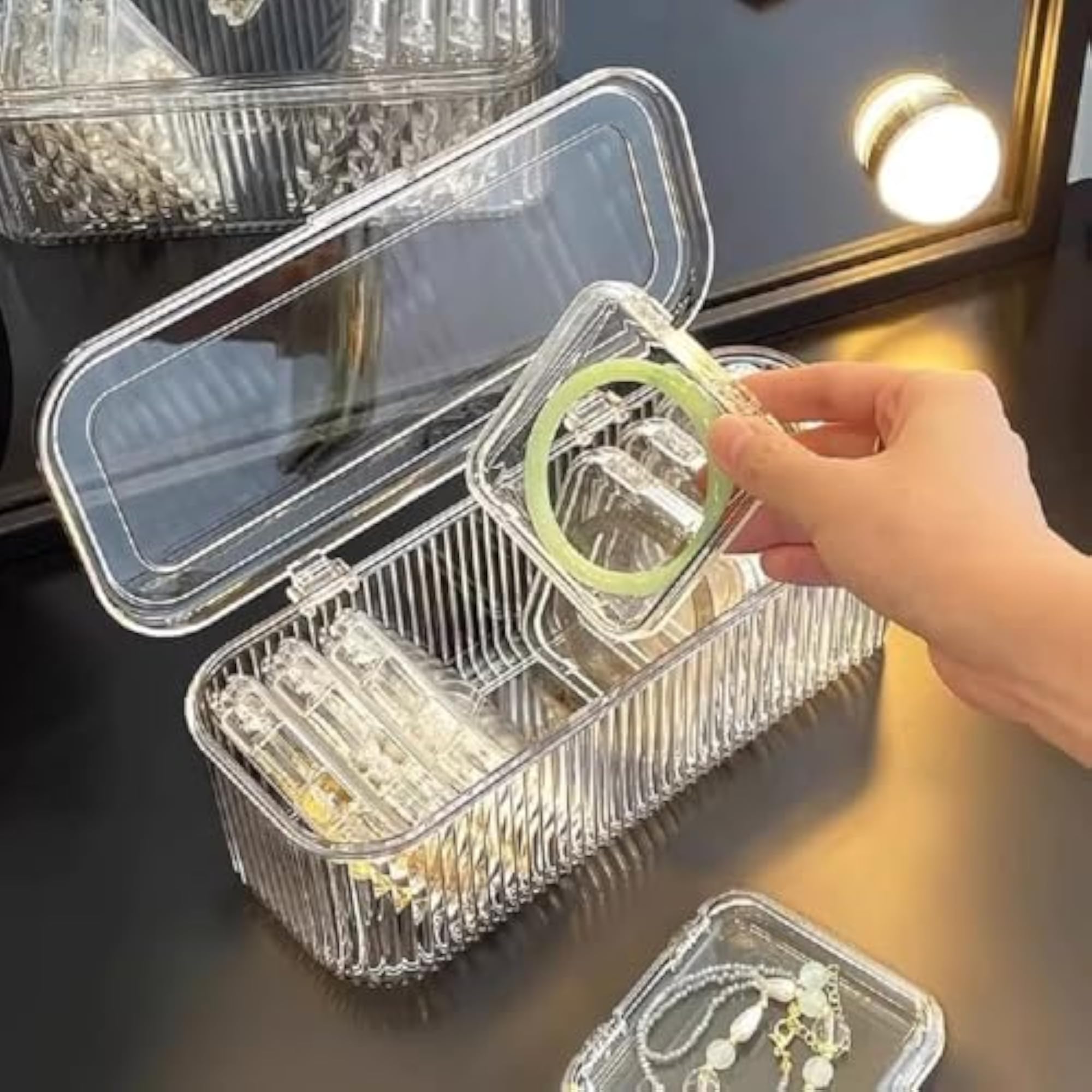 Acrylic Jewelry Organizer Box Set with 10 Transparent Containers