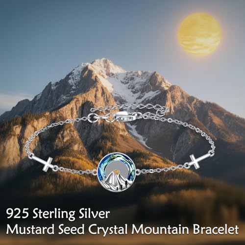Image of AOBOCO Mustard Seed Bracelet 925 Sterling Silver Cross Bracelets Christian Faith Jewelry Gift for Women