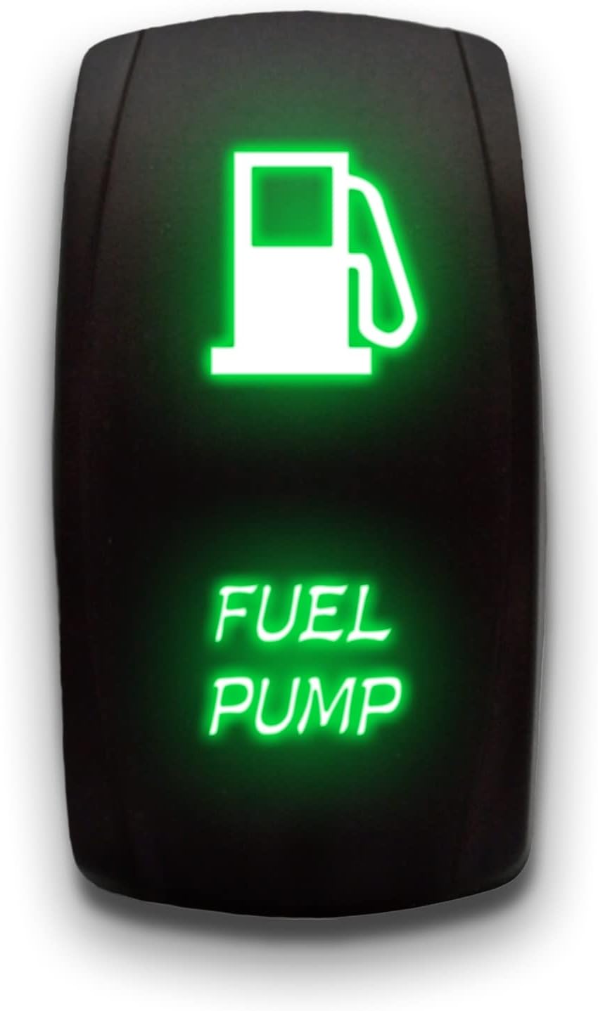 Fuel Pump - Green - Laser Etched 5-Pin Double Pole Single Throw Fuel Pump Maintained ON-Off DPST Toggle Switch 20A 12V