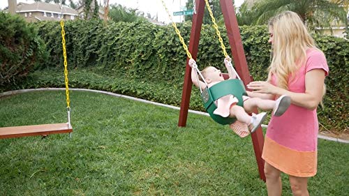 SAFARI SWINGS High Back Full Bucket Kids Swing Seat (USA MADE, Includes 67" of Coated Chain, 2 Quick Links) Green Outdoor Baby, Children & Toddler Swing Set Accessories For The Playground, Backyard