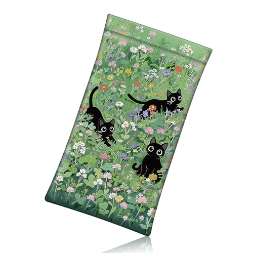 Image of FINTIE Soft Eyeglasses Case with Cleaning Cloth, Portable Squeeze Top Vegan Leather Glasses Pouch, Sunglasses Eyewear Bag
