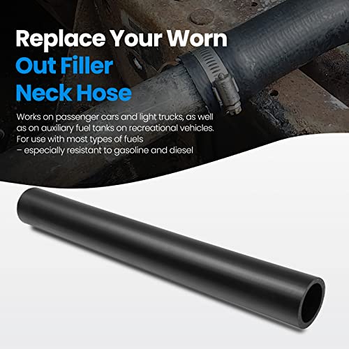 Image of Gasoline Fuel Filler Neck Hose with 4 Hose Clamps,2.5 inches Inside Diameter Fuel Hose, Reinforced Gas tank filler hose (straight, 2.5 inch ID 15 7 /8 inch Long)