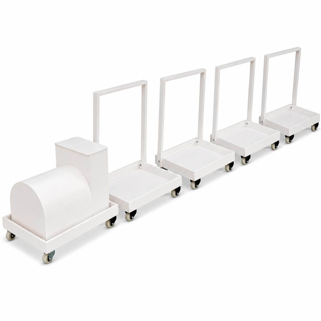Wooden Wedding Trousseau Packing Train Set, 12 x 18 x 2 Inch | 1 Engine & 4 Tray White Bridal Gift Packing for Saree, Lehenga & Clothes | Shagun, Godh Bharai, Engagement, Baby Hamper-image-47