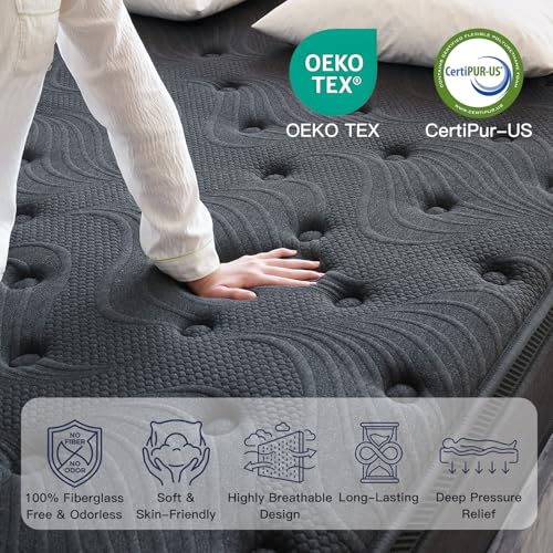 Image of Profus Full Size Mattress, 14 Inch Full Mattress in a Box, Memory Foam Hybrid Mattress with Pocketed Coils, Medium Firm Feel, Pressure Relief & Motion Isolation, CertiPUR-US Certified