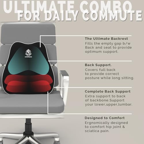 Image of MRRON Slim Back Support for Office Chair | 3 Years Warranty | Medical Grade Memory Foam Car Seat Back Support, Orthopedic Lumbar Back Rest for Back Pain Relief - Back Pillow for Sitting Long Hours