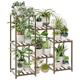 Bamworld Plant Stand Indoor Plant Shelf Outdoor Wood Plant Rack for Multiple Plants 3 Tiers Ladder Plant Pot Holder for Living Room Patio Boho Home Decor for Gardening