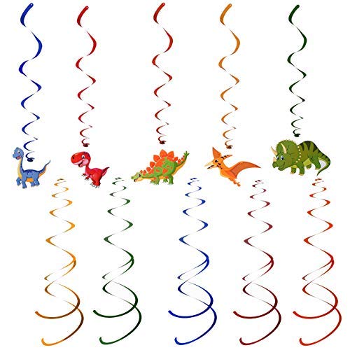 Dinosaur Happy Birthday Banner & Hanging Swirl Decorations | Pre-Assembled | Includes 30 Hanging Dinosaur Swirl Decorations | Dinosaur Party Supplies | Dinosaur Birthday Party Supplies | Dino Banner #TOP3