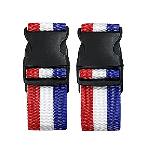 Image of 2 Pack Luggage Straps, Bright Colors Adjustable Suitcase Belts with Quick Release Buckle (FranceColor)