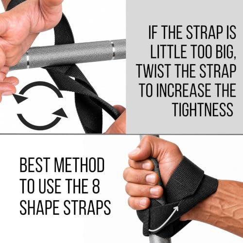 Image of Muscleape Weight Lifting Straps with Padded Wrist Support for Men & Women, Deadlift Straps for Gym, Grip Support Straps for Weightlifting, Pull Ups,Rows & Strength Training. (8 Dark)