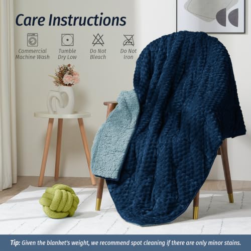 Image of Fleece Weighted Blanket for Adults 48 inch x 72 inch 12lbs Soft Fuzzy Blankets