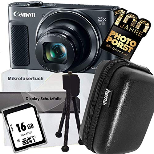 Jubiläums Angebot Canon PowerShot SX620 HS Schwarz+Ministativ+Display-Schutzfolie+SD 16 GB Speicherkarte+Tasche+Mikrofasertuch
