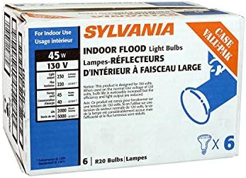 Sylvania 45 Watt R20 E26 Base Incandescent Flood Light Bulbs, 6 Pack