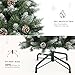 YITAHOME 6FT Pre-Decorated Pencil Christmas Tree w/Remote, Partially Flocked & Frosted Slim Prelit Artificial Hinged Xmas Tree w/ 618 Tips, 50 Pine Cones, 250 Warmwhite & Multi-Color Lights, 11 Modes